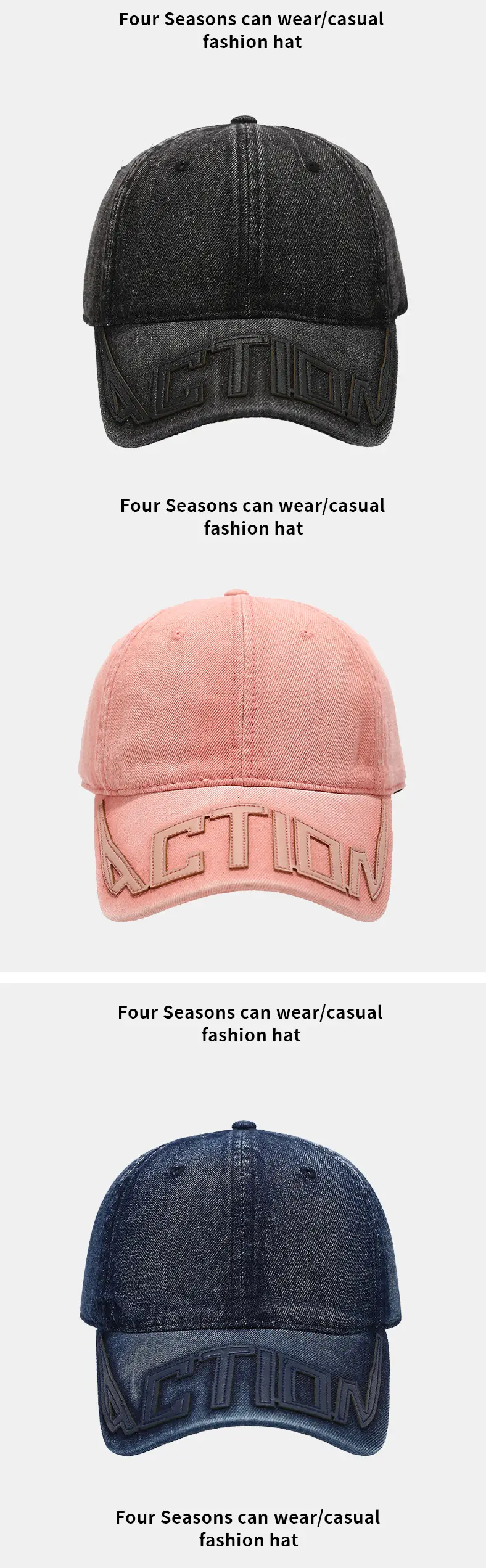 Navy Blue Wash & Distressed Baseball Cap for Men Women — feature 9