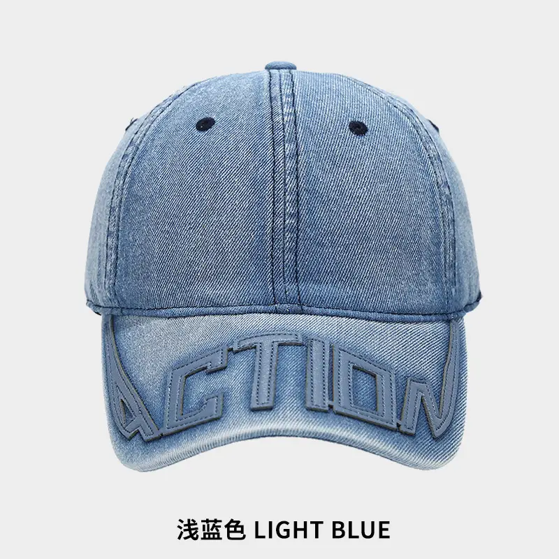Navy Blue Wash & Distressed Baseball Cap for Men Women - Image 5