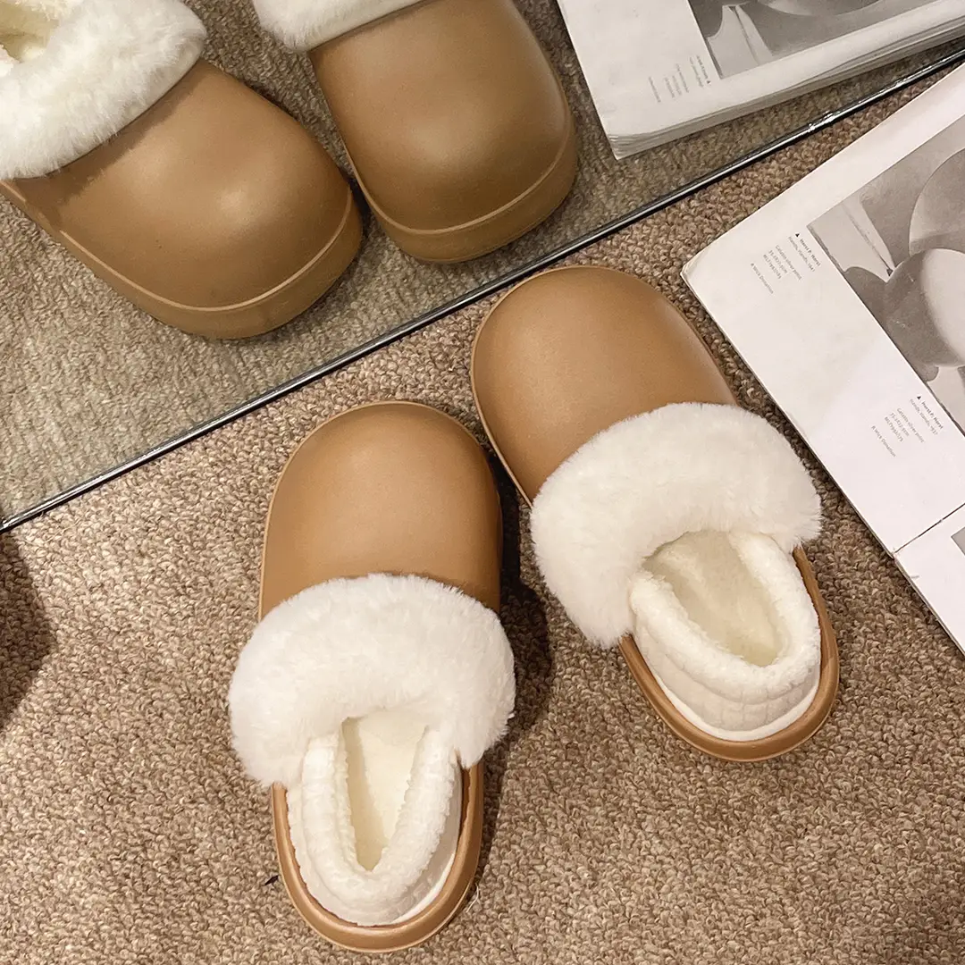 Waterproof Cotton Slippers for Women, Autumn and Winter 2026 New Style, Closed Heel, Thick-Soled, Warm, Fleece-Lined Cotton Shoes for Home and Outdoor Wear in Winter - Image 6