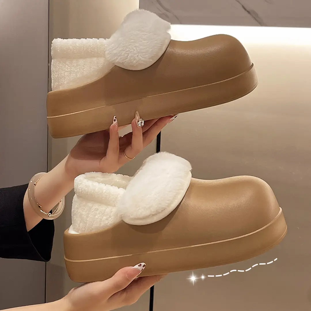 Waterproof Cotton Slippers for Women, Autumn and Winter 2026 New Style, Closed Heel, Thick-Soled, Warm, Fleece-Lined Cotton Shoes for Home and Outdoor Wear in Winter - Image 7