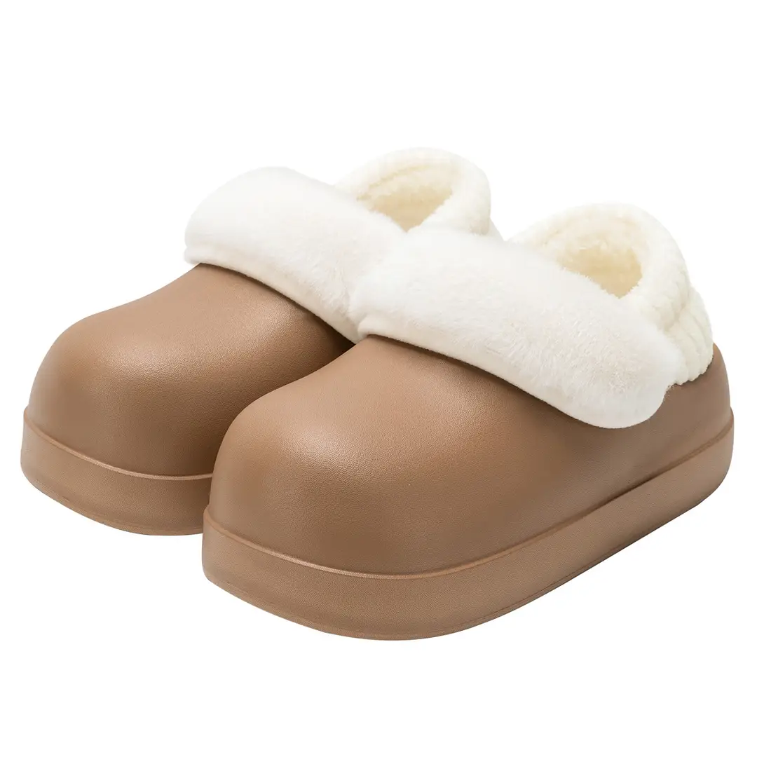 Waterproof Cotton Slippers for Women, Autumn and Winter 2026 New Style, Closed Heel, Thick-Soled, Warm, Fleece-Lined Cotton Shoes for Home and Outdoor Wear in Winter - Image 8