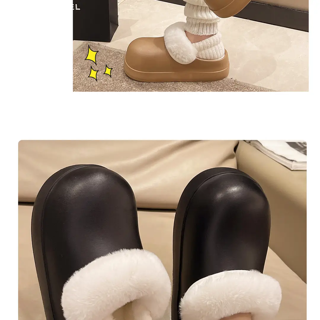 Waterproof Cotton Slippers for Women, Autumn and Winter 2026 New Style, Closed Heel, Thick-Soled, Warm, Fleece-Lined Cotton Shoes for Home and Outdoor Wear in Winter — feature 16