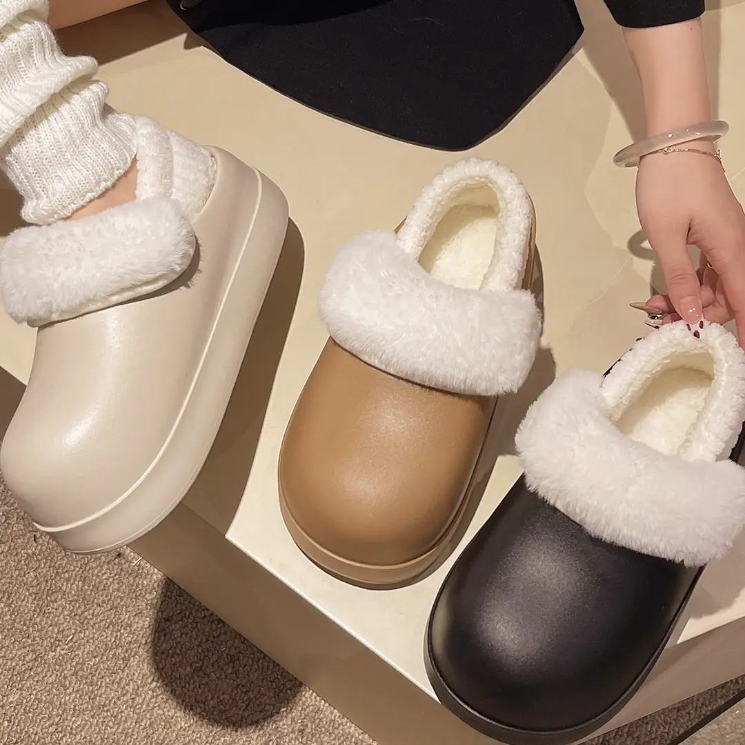 Waterproof Cotton Slippers for Women, Autumn and Winter 2026 New Style, Closed Heel, Thick-Soled, Warm, Fleece-Lined Cotton Shoes for Home and Outdoor Wear in Winter — feature 19