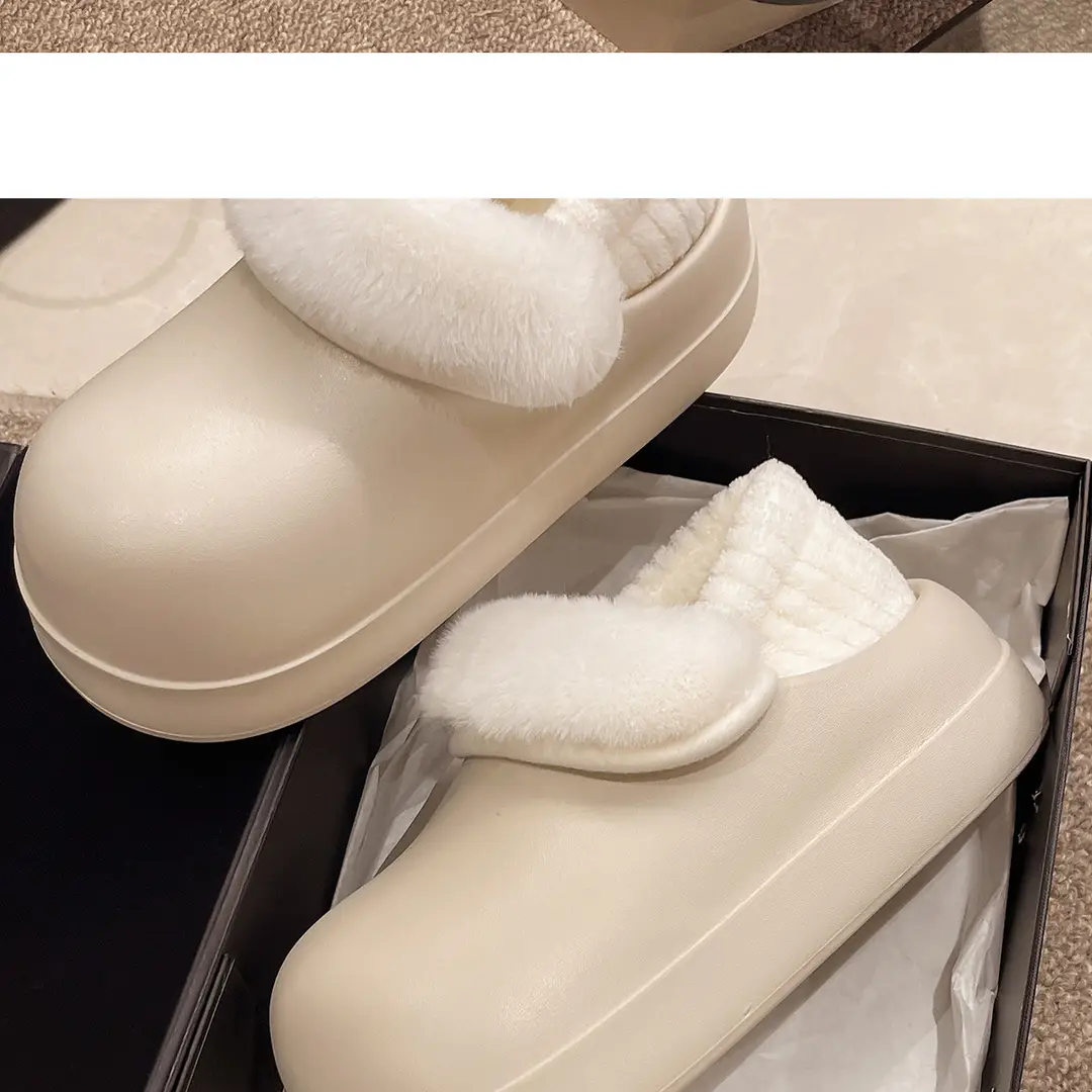 Waterproof Cotton Slippers for Women, Autumn and Winter 2026 New Style, Closed Heel, Thick-Soled, Warm, Fleece-Lined Cotton Shoes for Home and Outdoor Wear in Winter — feature 20