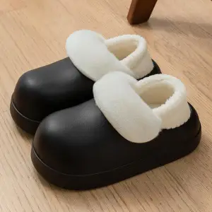 Waterproof Cotton Slippers for Women, Autumn and Winter 2026 New Style, Closed Heel, Thick-Soled, Warm, Fleece-Lined Cotton Shoes for Home and Outdoor Wear in Winter - Image 3