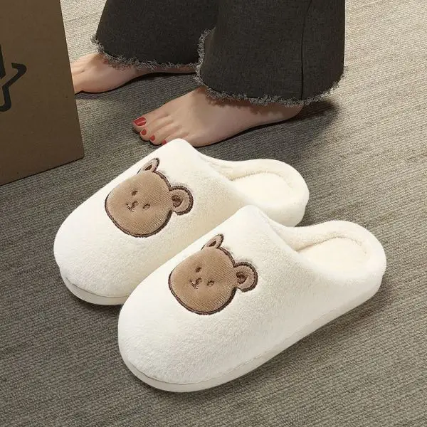 Cotton slippers women's autumn and winter wear-resistant pleated indoor home warm non-slip waterproof outer wear fleece-lined slippers - Image 4