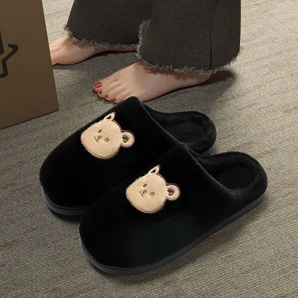 Cotton slippers women's autumn and winter wear-resistant pleated indoor home warm non-slip waterproof outer wear fleece-lined slippers - Image 5