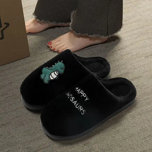 Cotton slippers women's autumn and winter wear-resistant pleated indoor home warm non-slip waterproof outer wear fleece-lined slippers - Image 7
