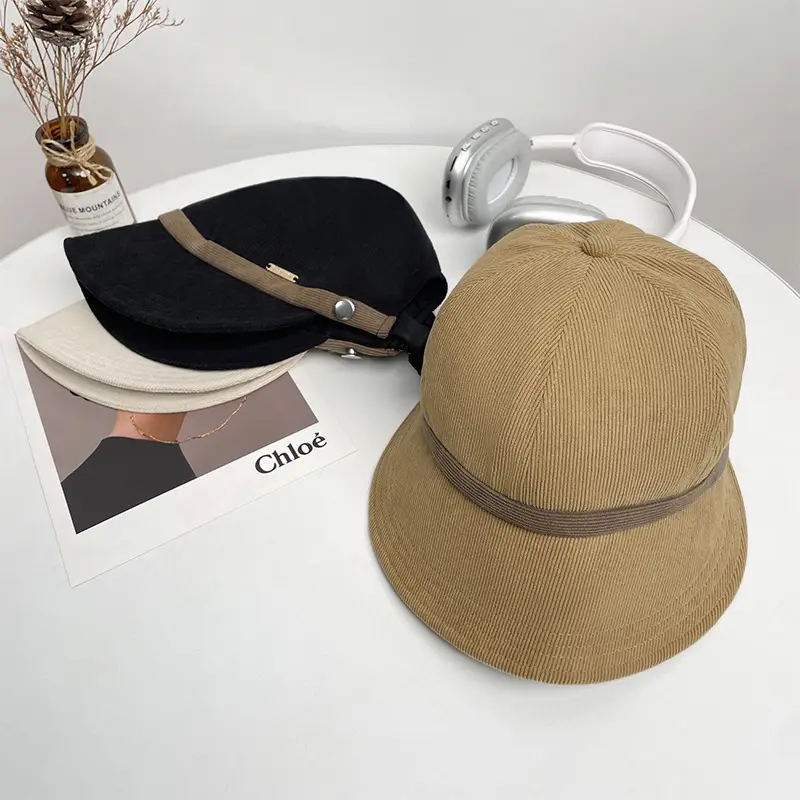 Corduroy Fisherman Hat for Kids with Adjustable Strap — feature 7