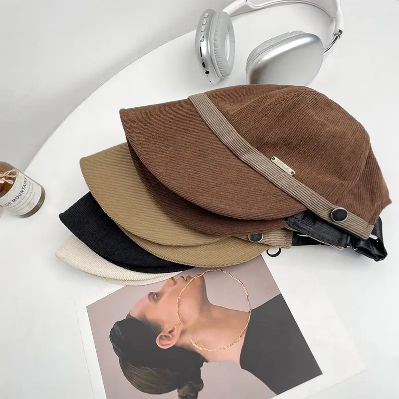 Corduroy Fisherman Hat for Kids with Adjustable Strap — feature 8