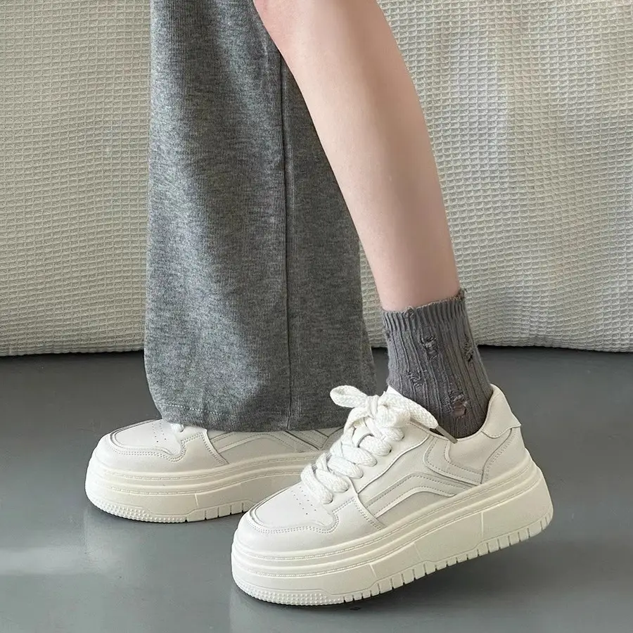2025 White Platform Women's Sneakers Thick Soled - Image 4