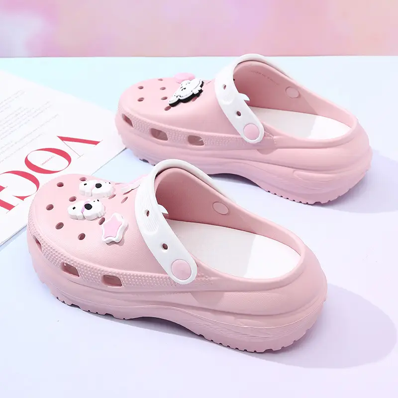High-rise Women's Summer Cave Shoes Non-slip EVA Thick Bottom Soft Breathable Cute Contrast Color Deodorant Sandals