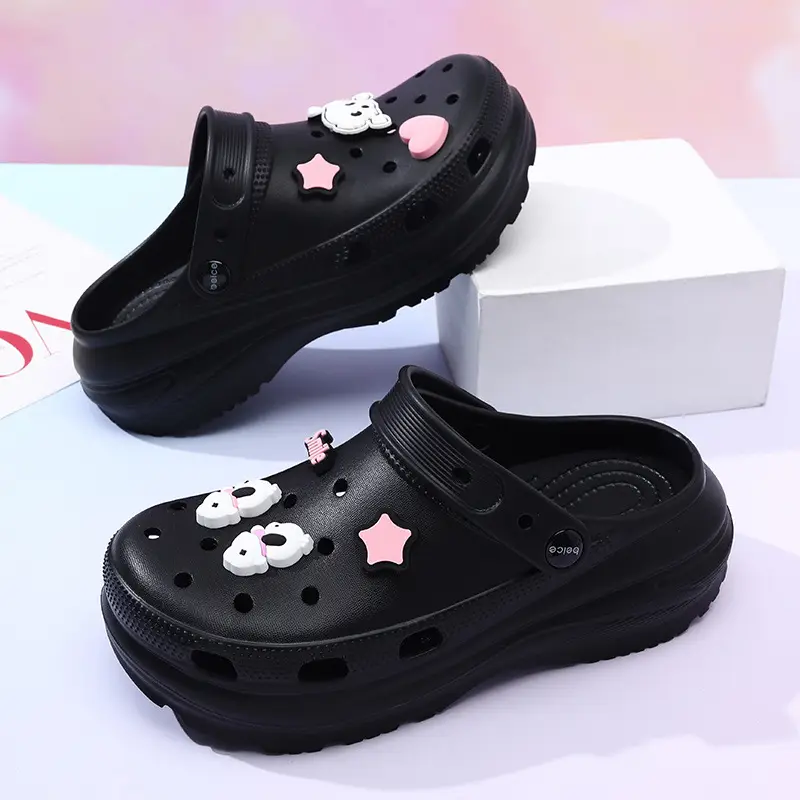 High-rise Women's Summer Cave Shoes Non-slip EVA Thick Bottom Soft Breathable Cute Contrast Color Deodorant Sandals