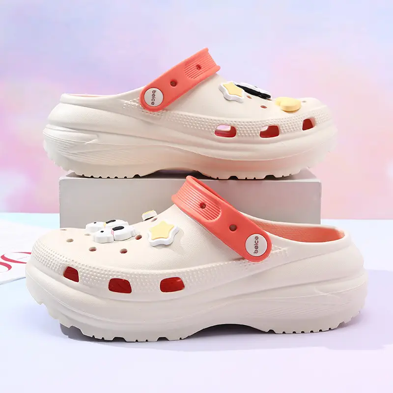 High-rise Women's Summer Cave Shoes Non-slip EVA Thick Bottom Soft Breathable Cute Contrast Color Deodorant Sandals