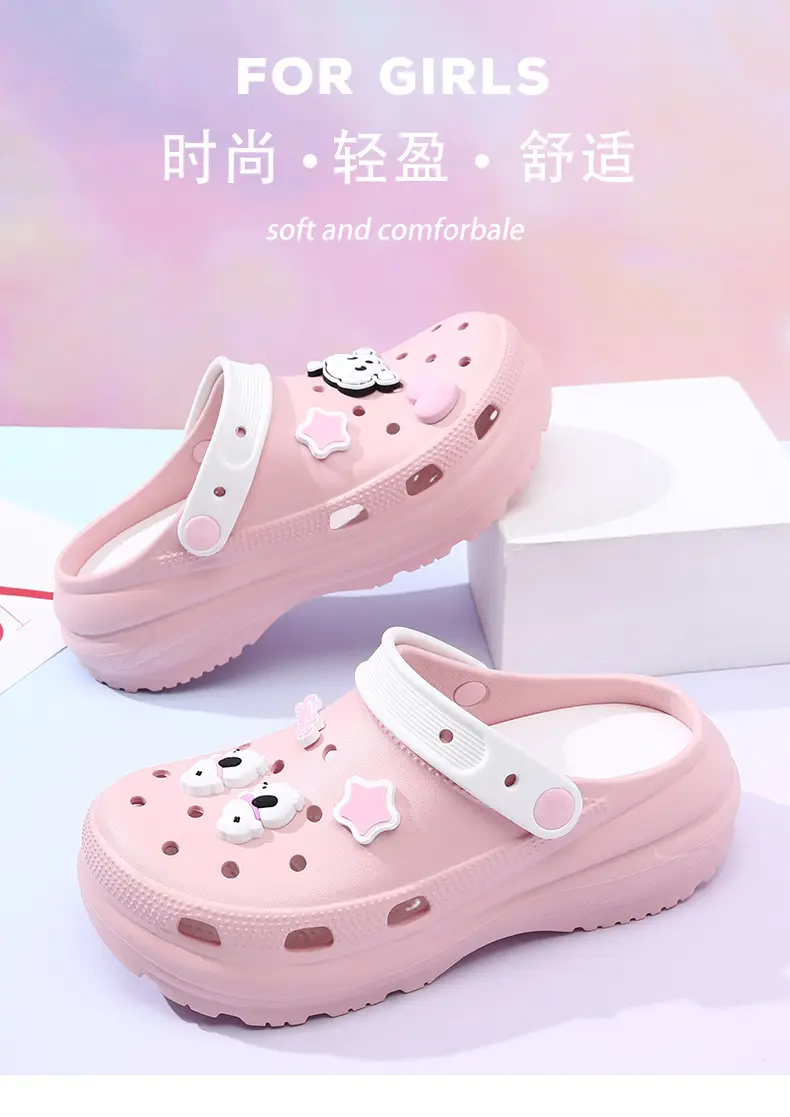 High-rise Women's Summer Cave Shoes Non-slip EVA Thick Bottom Soft Breathable Cute Contrast Color Deodorant Sandals — feature 1