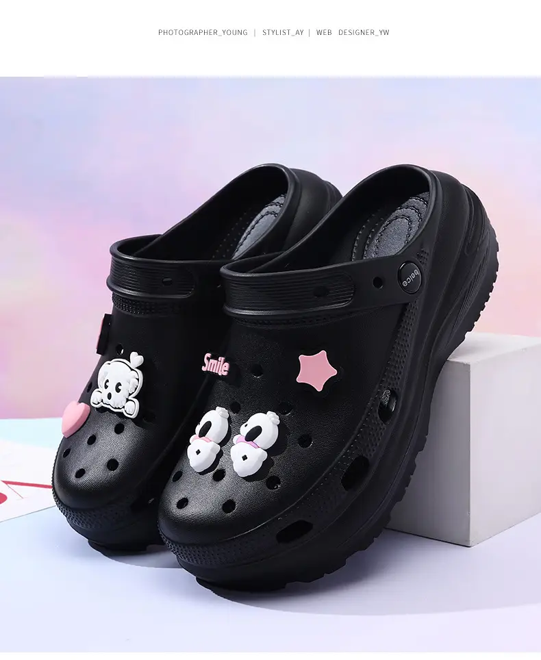 High-rise Women's Summer Cave Shoes Non-slip EVA Thick Bottom Soft Breathable Cute Contrast Color Deodorant Sandals — feature 17