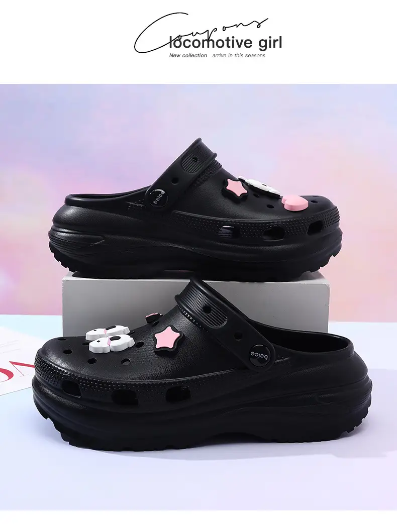 High-rise Women's Summer Cave Shoes Non-slip EVA Thick Bottom Soft Breathable Cute Contrast Color Deodorant Sandals — feature 18