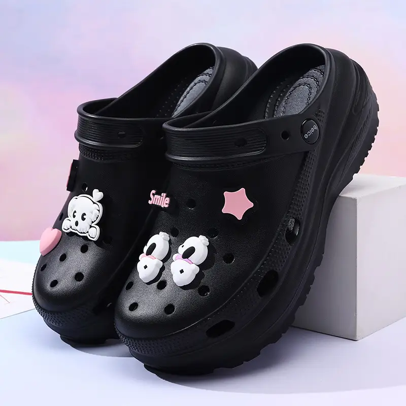 High-rise Women's Summer Cave Shoes Non-slip EVA Thick Bottom Soft Breathable Cute Contrast Color Deodorant Sandals