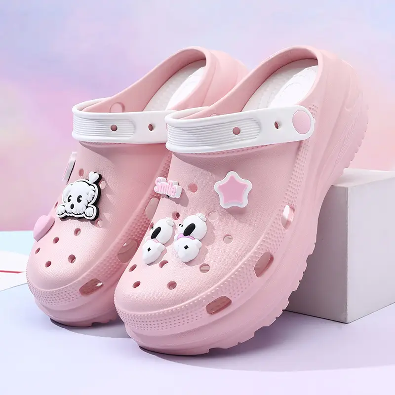 High-rise Women's Summer Cave Shoes Non-slip EVA Thick Bottom Soft Breathable Cute Contrast Color Deodorant Sandals