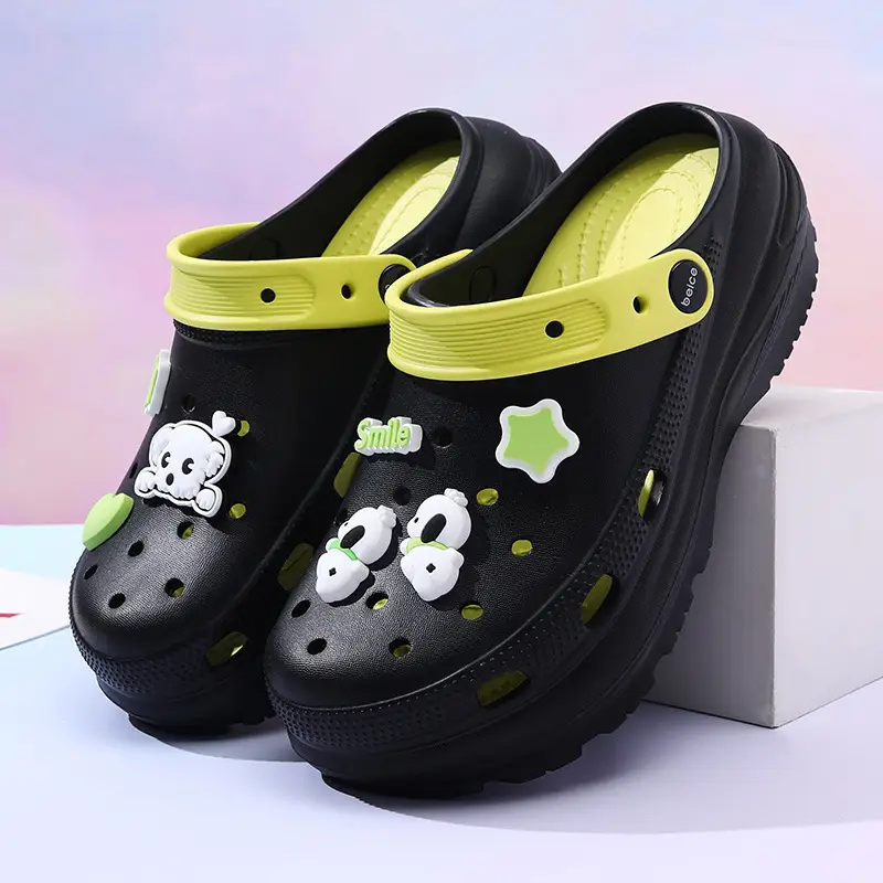 High-rise Women's Summer Cave Shoes Non-slip EVA Thick Bottom Soft Breathable Cute Contrast Color Deodorant Sandals