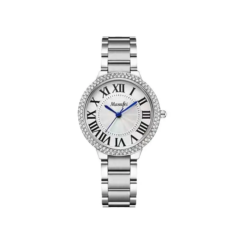 Ladies Steel Quartz Retro Roman Scale Watch Set