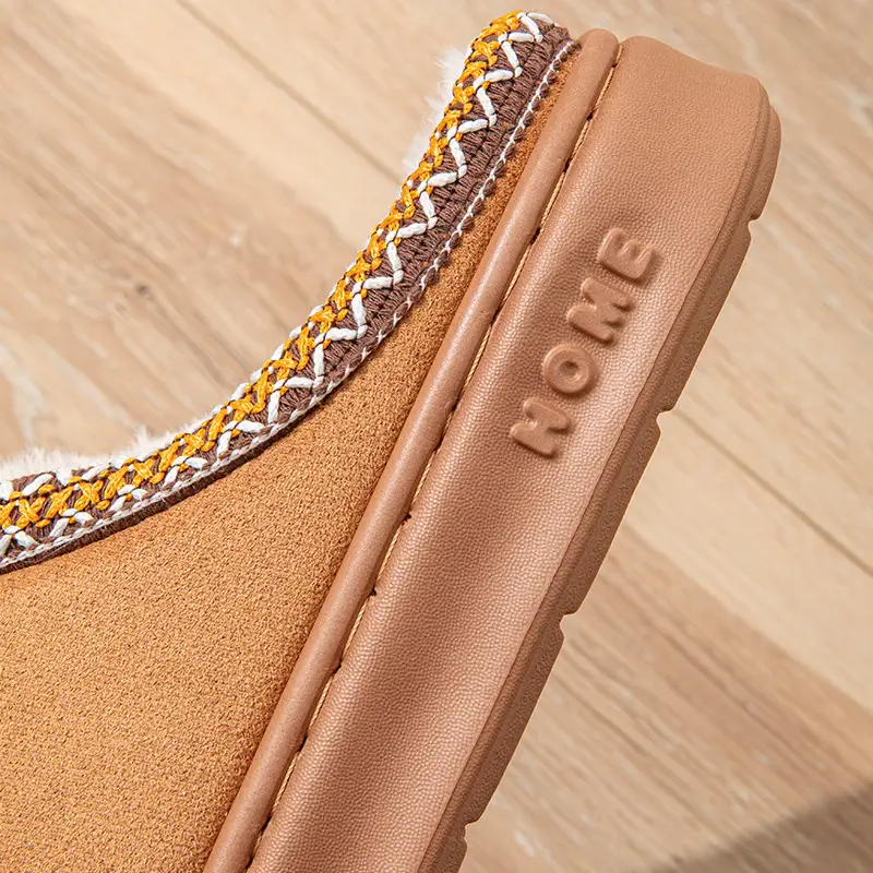 Cross-border foreign trade suede lace EVA soles indoor and outdoor home wood floor warm cotton slippers for men and women couples