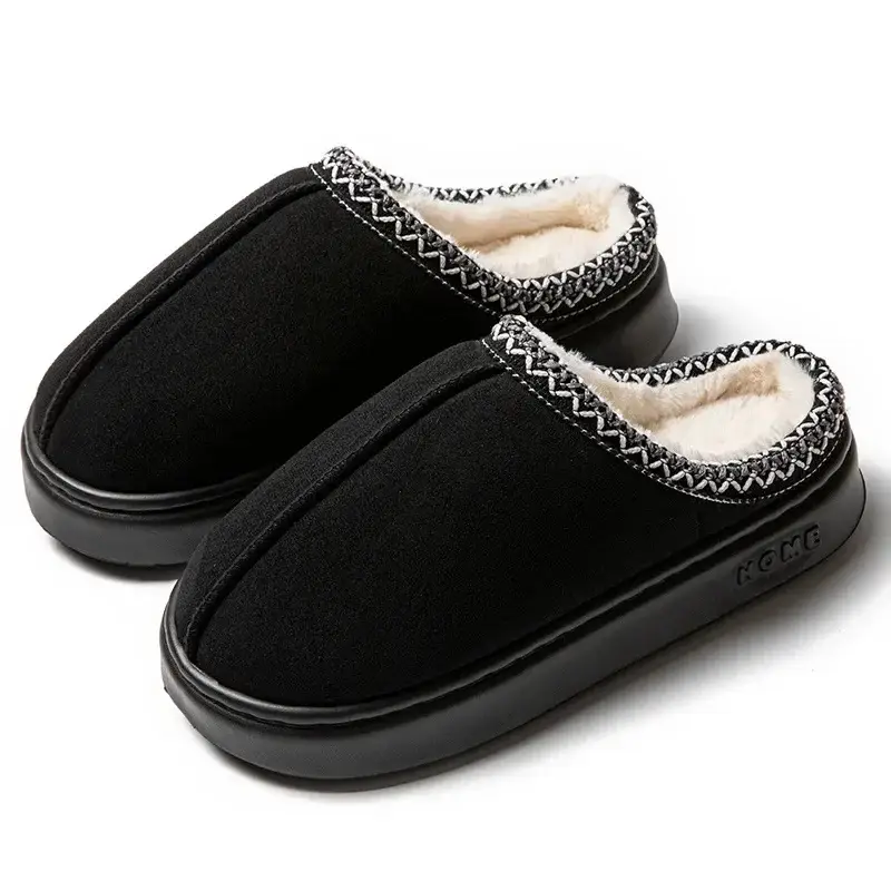 Cross-border foreign trade suede lace EVA soles indoor and outdoor home wood floor warm cotton slippers for men and women couples