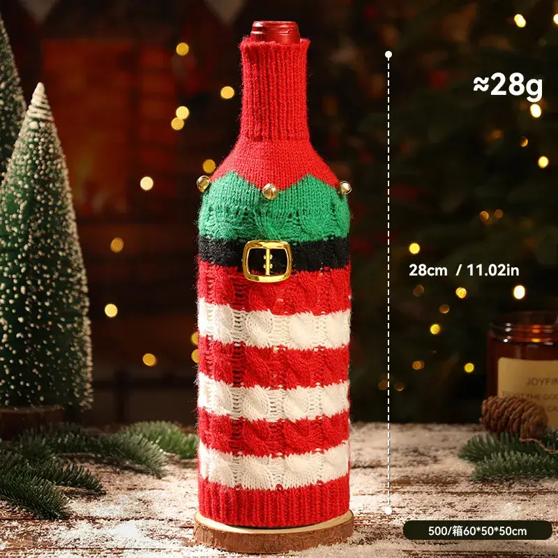 Christmas Wine Bottle Cover Red Knitted Snowman Design - Image 4