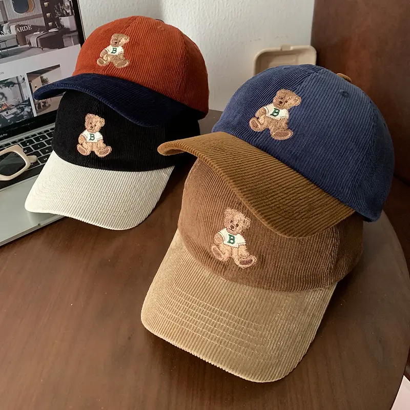 Women Cute Bear Cap Winter 2026 Corduroy - Image 6