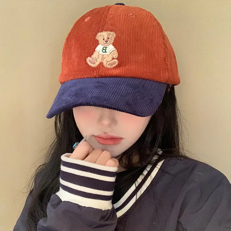 Women Cute Bear Cap Winter 2026 Corduroy - Image 7
