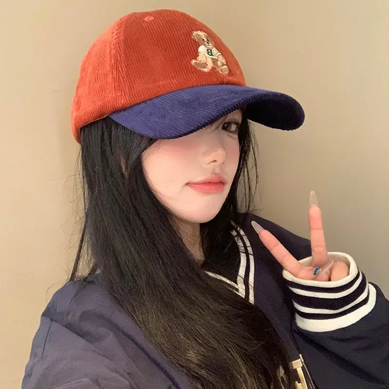 Women Cute Bear Cap Winter 2026 Corduroy - Image 8