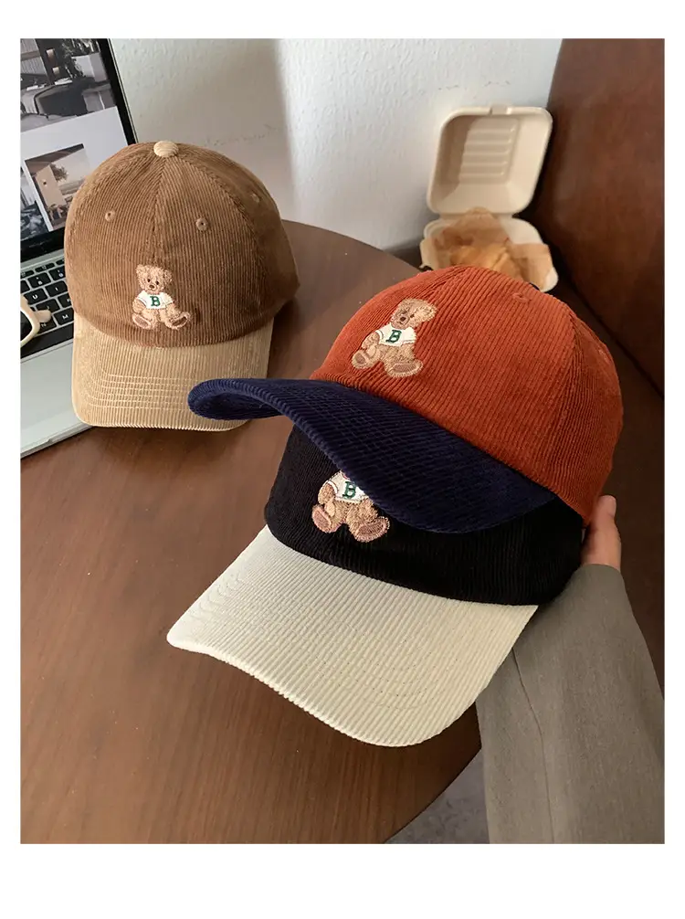 Women Cute Bear Cap Winter 2026 Corduroy — feature 11
