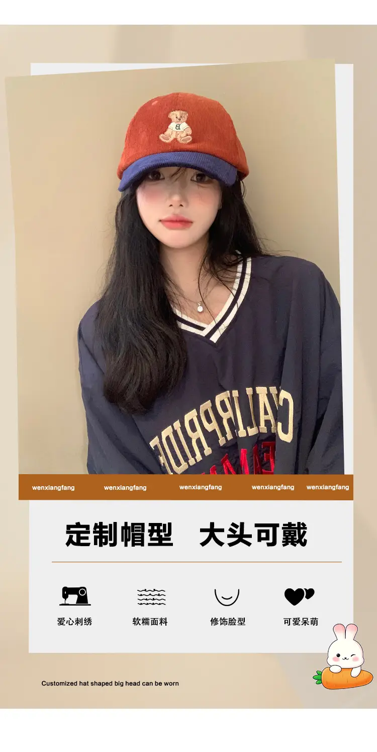 Women Cute Bear Cap Winter 2026 Corduroy — feature 5