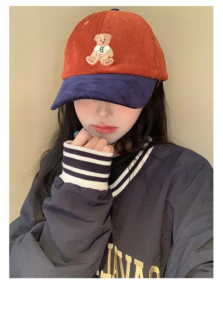 Women Cute Bear Cap Winter 2026 Corduroy — feature 7