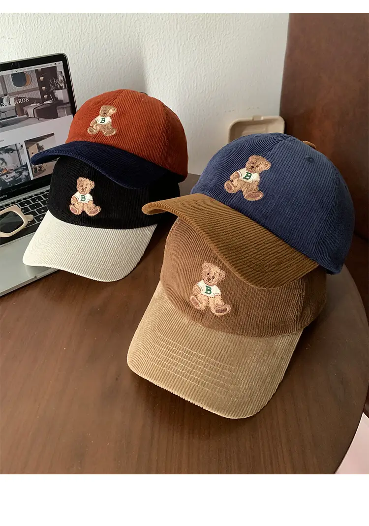 Women Cute Bear Cap Winter 2026 Corduroy — feature 8