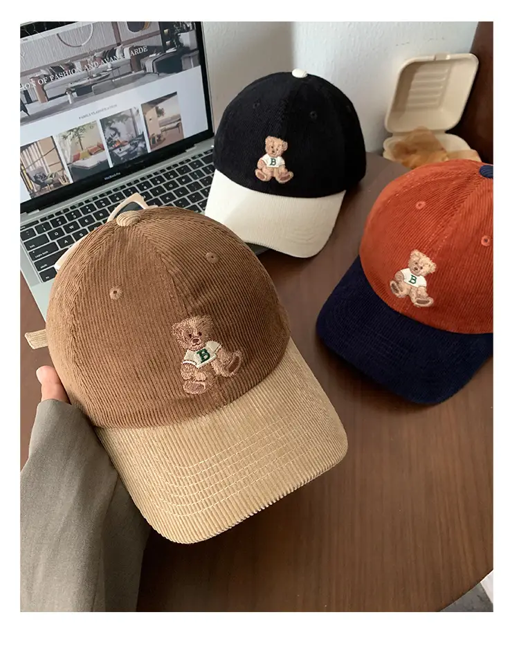 Women Cute Bear Cap Winter 2026 Corduroy — feature 9