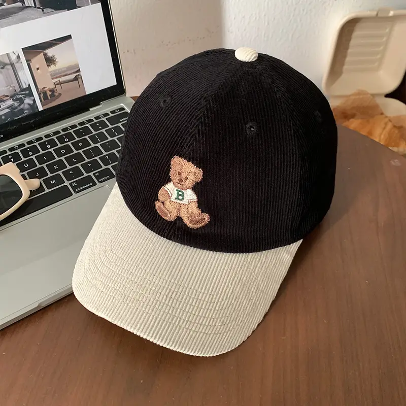 Women Cute Bear Cap Winter 2026 Corduroy - Image 3