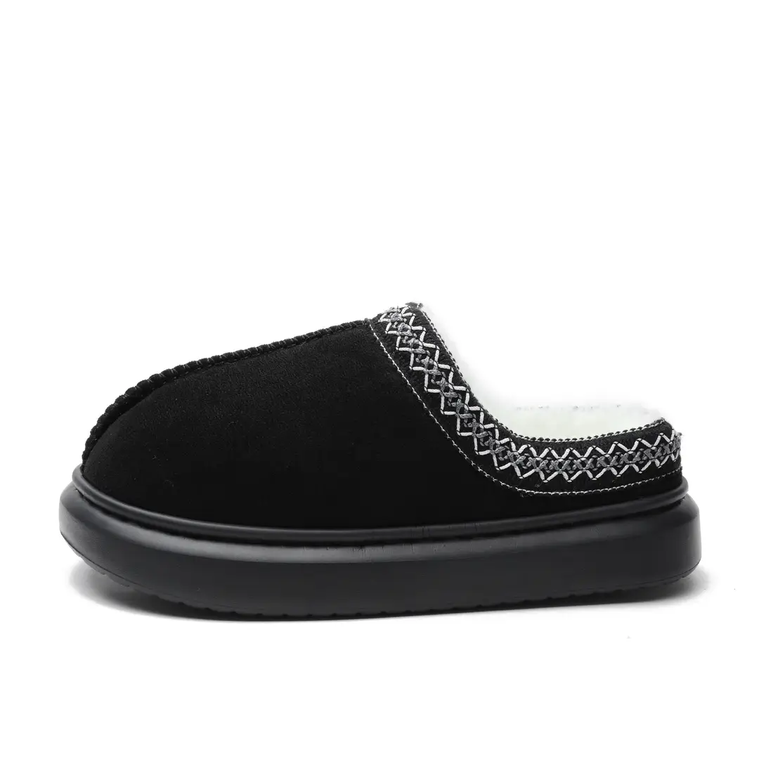 Cross-Border Foreign Trade Wholesale Furry Slippers for Women, Autumn and Winter Ethnic Style Cotton Slippers for Home Couples, Warm Thick-Soled Cotton Slippers