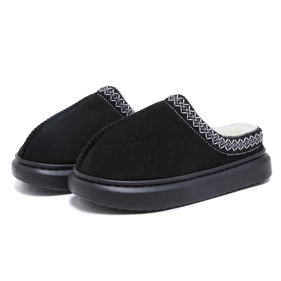 Cross-Border Foreign Trade Wholesale Furry Slippers for Women, Autumn and Winter Ethnic Style Cotton Slippers for Home Couples, Warm Thick-Soled Cotton Slippers