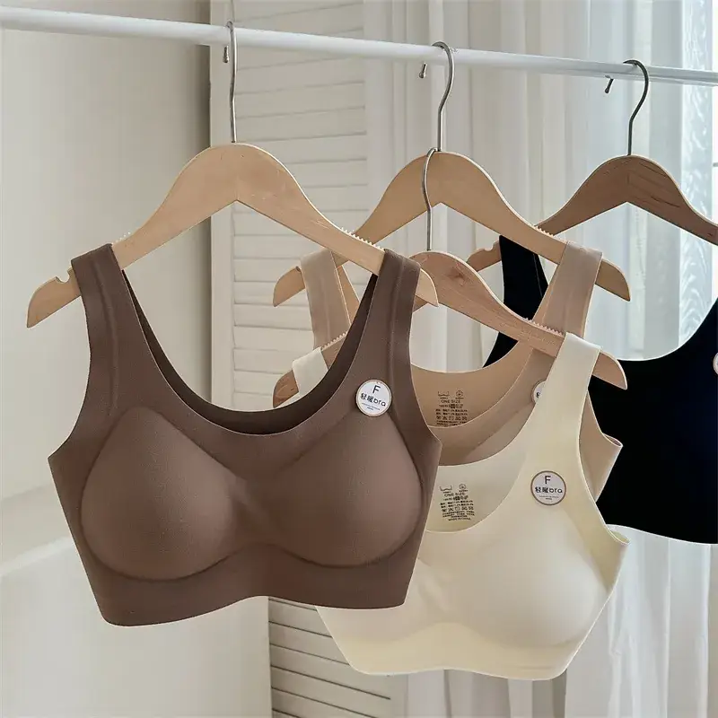 Women's V-Shape Bra Brown Seamless Wide Shoulder — feature 2