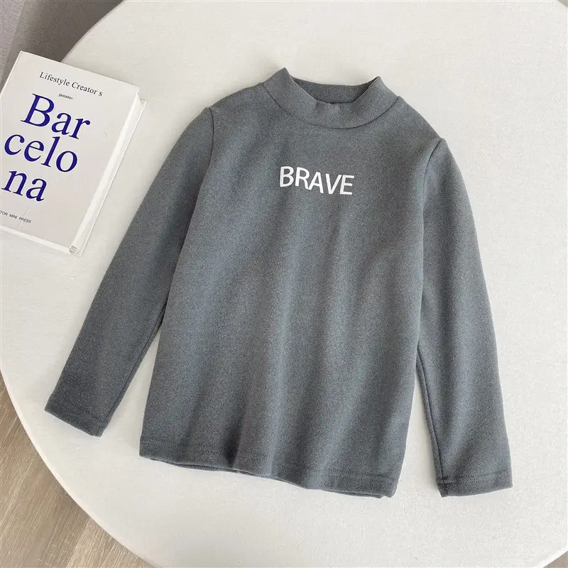 Gray Long Sleeve Kids T-Shirt "Brave Boy" Print - Image 15