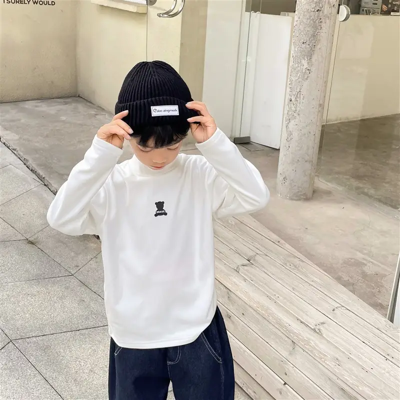 Gray Long Sleeve Kids T-Shirt "Brave Boy" Print — feature 3