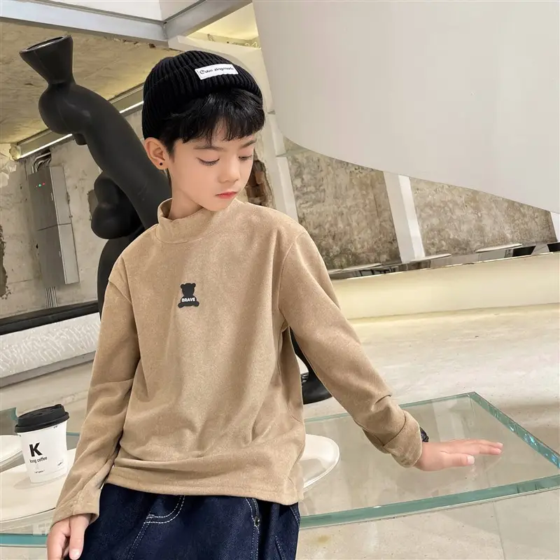 Gray Long Sleeve Kids T-Shirt "Brave Boy" Print — feature 4