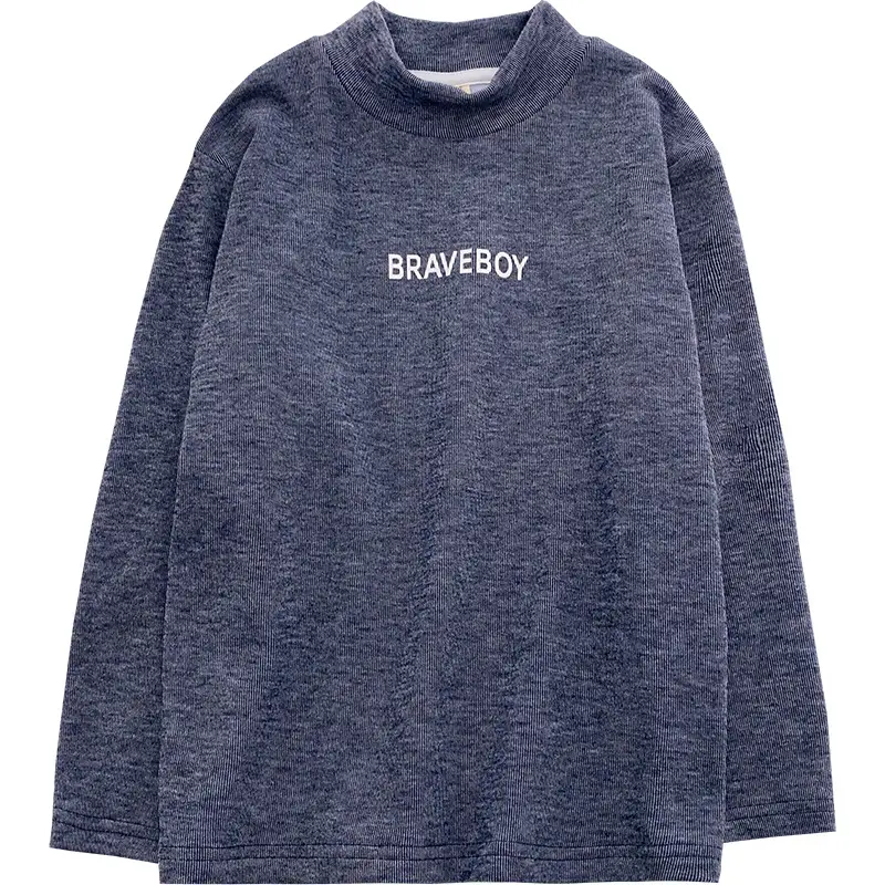 Gray Long Sleeve Kids T-Shirt "Brave Boy" Print — feature 9