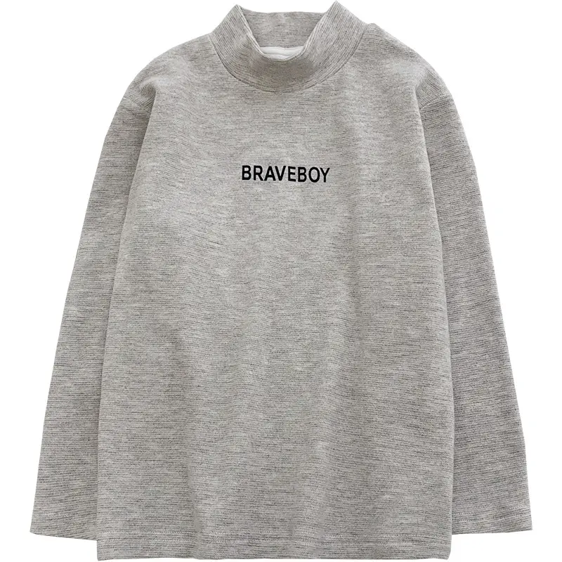 Gray Long Sleeve Kids T-Shirt "Brave Boy" Print - Image 10