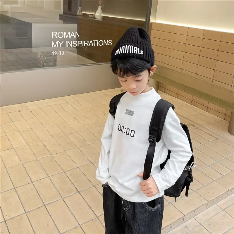 Gray Long Sleeve Kids T-Shirt "Brave Boy" Print - Image 12