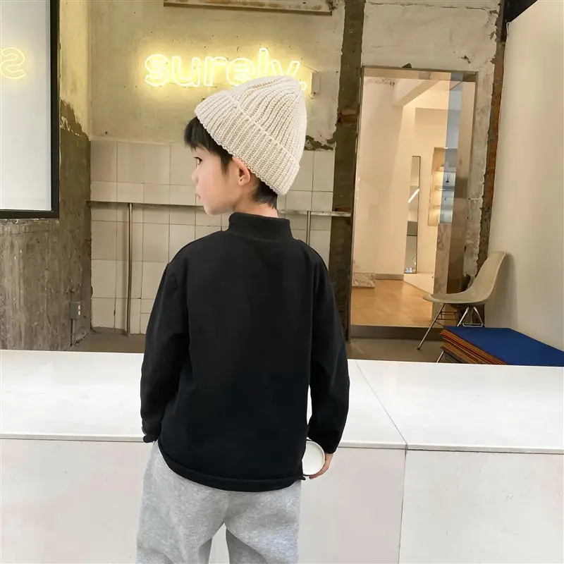 Gray Long Sleeve Kids T-Shirt "Brave Boy" Print - Image 3