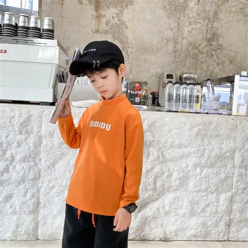 Gray Long Sleeve Kids T-Shirt "Brave Boy" Print - Image 4