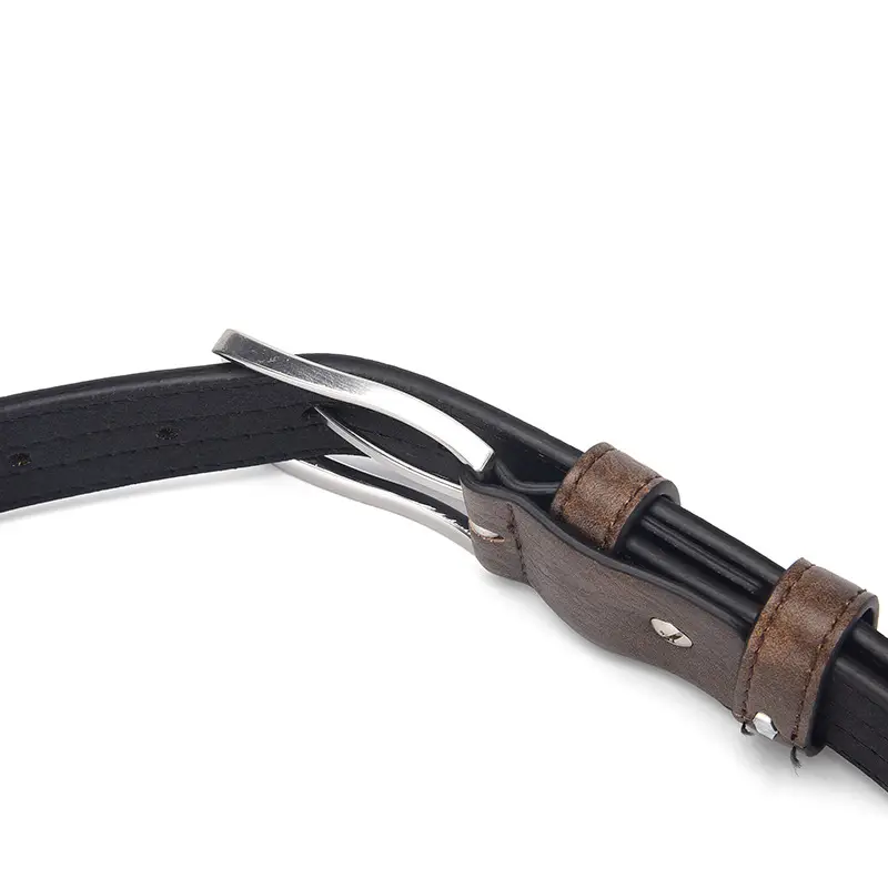 Men Navy Blue Leather Belt with Silver Buckle - Image 6
