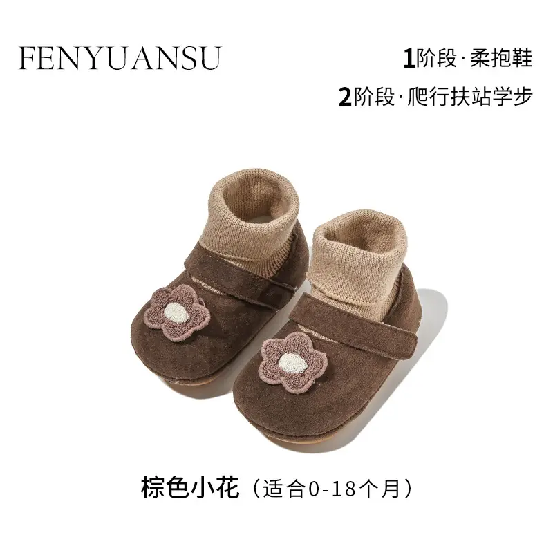 6-12 Months Baby Shoes, Men's Toddler Shoes, Newborn Baby Cotton Shoes and Socks, Soft Soles, Infants and Toddlers, Fleece-Lined, Children's Non-Slip Shoes - Image 2